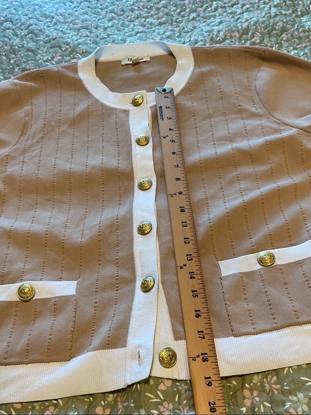 L’AGENCE Leon Women's Beige and White Button-Front Cardigan XXL - Picture 10 of 13